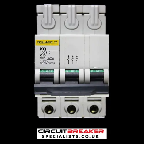 SQUARE D 10 AMP CURVE C 10kA TRIPLE POLE MCB CIRCUIT BREAKER KQ 10C310