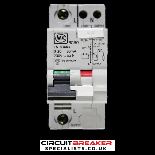 MK 20 AMP CURVE B 6kA 30mA DOUBLE POLE RCBO TYPE AC LN 6346s