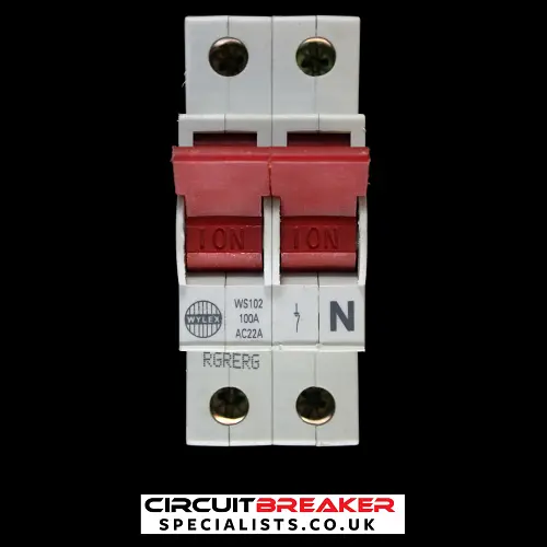 WYLEX 100 AMP DOUBLE POLE MAIN SWITCH DISCONNECTOR WS102 AC22A
