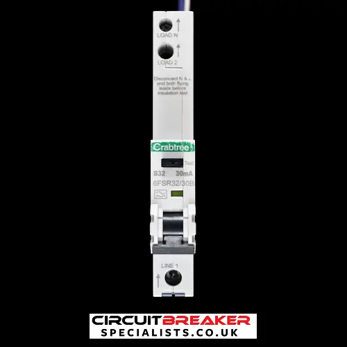 CRABTREE 32 AMP CURVE B 6kA 30mA RCBO TYPE A 6FSR32/30B LOADSTAR