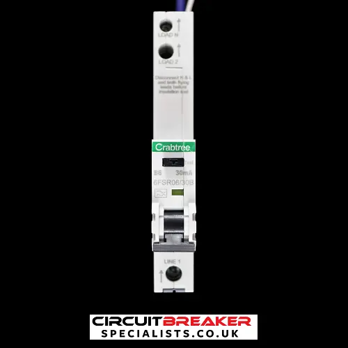 CRABTREE 6 AMP CURVE B 6kA 30mA RCBO TYPE A 6FSR06/30B LOADSTAR
