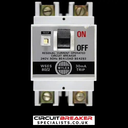 WYLEX 80 AMP 30mA DOUBLE POLE RCCB RCD WSES 80/2
