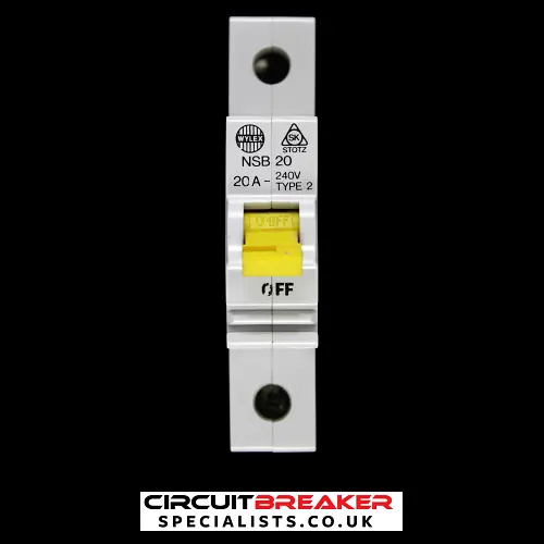 WYLEX 20 AMP TYPE 2 M6 MCB CIRCUIT BREAKER NSB20 STOTZ