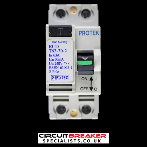 PROTEK 63 AMP 30mA DOUBLE POLE RCD T63-30-2