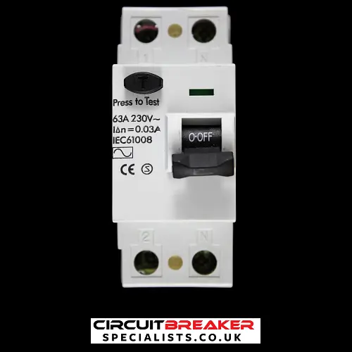 63 AMP 30mA DOUBLE POLE RCD