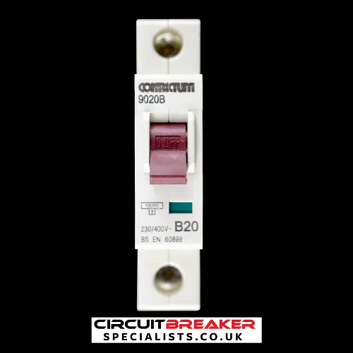 CONTACTUM 20 AMP CURVE B 10kA MCB CIRCUIT BREAKER 9020B BLACK