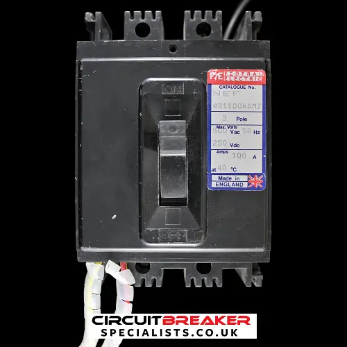 FEDERAL ELECTRIC 100 AMP TRIPLE POLE MCCB SHUNT TRIP NEF 431100NAMZ