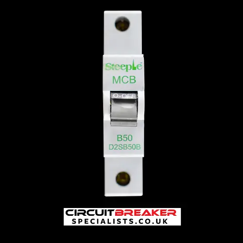 STEEPLE 50 AMP CURVE B 6kA MCB CIRCUIT BREAKER D2SB50B