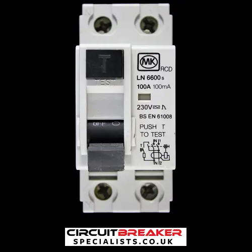 MK 100 AMP 100mA DOUBLE POLE RCD TYPE AC LN 6600s