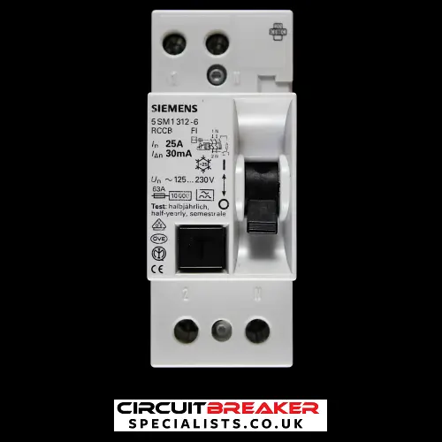 SIEMENS 25 AMP 30mA DOUBLE POLE RCCB RCD TYPE A 5SM1312-6