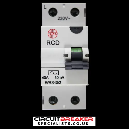 WYLEX 40 AMP 30mA DOUBLE POLE RCD TYPE AC WRS40/2