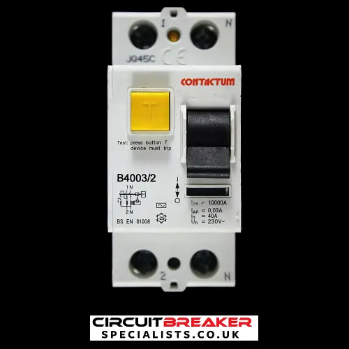 CONTACTUM 40 AMP 30mA DOUBLE POLE RCCB RCD TYPE AC B4003/2