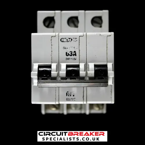 MEM 63 AMP CURVE C 6kA TRIPLE POLE MCB CIRCUIT BREAKER 633MC