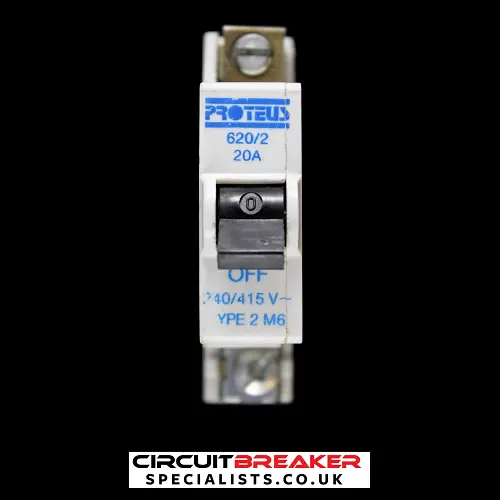 PROTEUS 20 AMP TYPE 2 M6 MCB CIRCUIT BREAKER 620/2