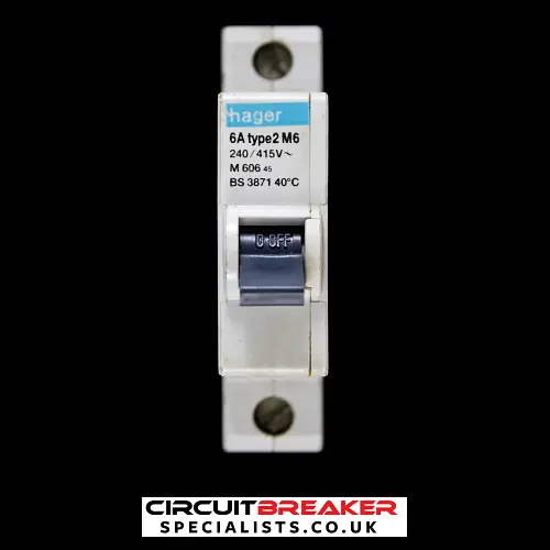 HAGER 6 AMP TYPE 2 M6 MCB CIRCUIT BREAKER M606 45