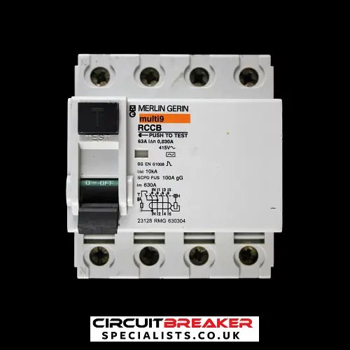 MERLIN GERIN 63 AMP 10kA 30mA FOUR POLE RCCB RCD TYPE AC 23128 RMG 630304
