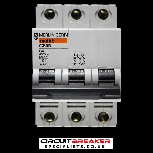 MERLIN GERIN 4 AMP CURVE C 6kA TRIPLE POLE MCB CIRCUIT BREAKER C60N 24347