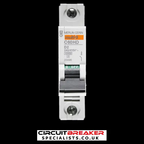 MERLIN GERIN 2 AMP CURVE D 10kA MCB CIRCUIT BREAKER C60HD 25696