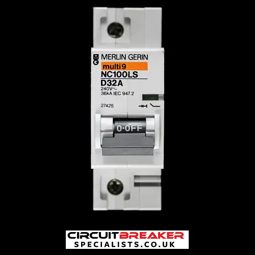 MERLIN GERIN 32 AMP CURVE D 36kA MCB CIRCUIT BREAKER NC100LS 27425