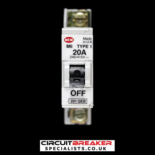 MEM 20 AMP TYPE 1 M6 MCB CIRCUIT BREAKER 201QEB