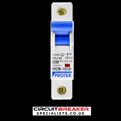 PROTEK 50 AMP CURVE B 10kA MCB CIRCUIT BREAKER PEL1-63 MCB-1B50