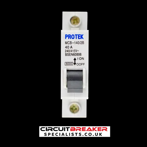 PROTEK 40 AMP CURVE B 6kA MCB CIRCUIT BREAKER MCB-140/2B