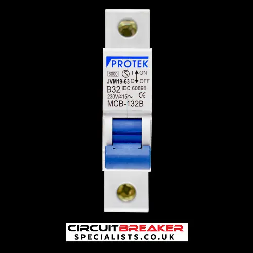 PROTEK 32 AMP CURVE B 6kA MCB CIRCUIT BREAKER JVM19-63 MCB-132B