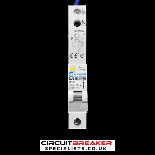 EUROPA 10 AMP CURVE B 6kA 30mA RCBO TYPE AC EUB1R.10/1B