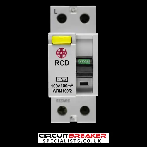 WYLEX 100 AMP 100mA DOUBLE POLE RCD TYPE AC WRM100/2