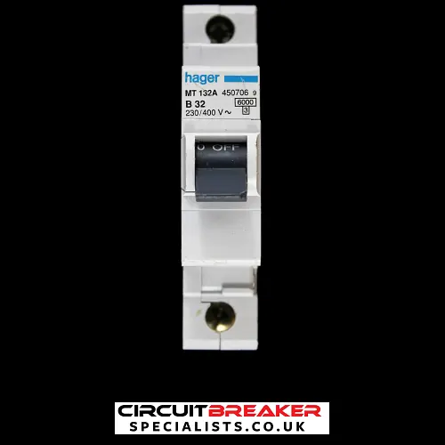 HAGER 32 AMP CURVE B 6kA MCB CIRCUIT BREAKER MT132A 450706