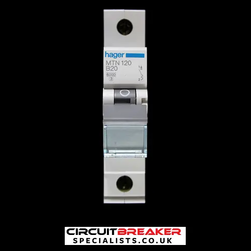 HAGER 20 AMP CURVE B 6kA MCB CIRCUIT BREAKER MTN120 434305