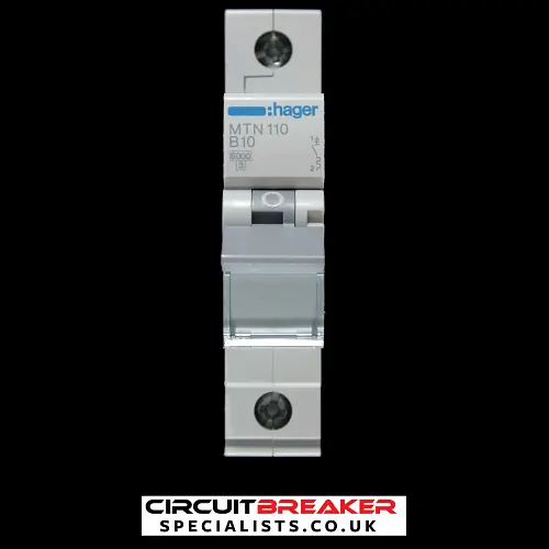 HAGER 10 AMP CURVE B 6kA MCB CIRCUIT BREAKER MTN110 434302