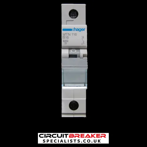 HAGER 16 AMP CURVE B 6kA MCB CIRCUIT BREAKER MTN116 434304