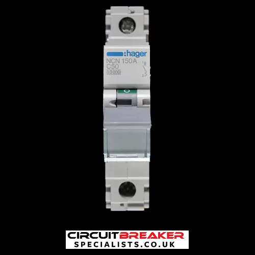 HAGER 50 AMP CURVE C 10kA MCB CIRCUIT BREAKER NCN150A 461557