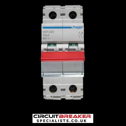 HAGER 100 AMP MAIN SWITCH DISCONNECTOR DOUBLE POLE SBR290
