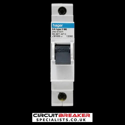HAGER 6 AMP TYPE 2 M6 MCB CIRCUIT BREAKER M606 U1 13080