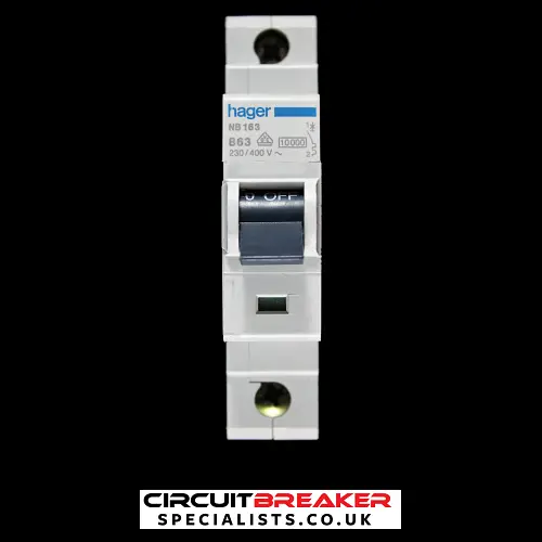 HAGER 63 AMP CURVE B 10kA MCB CIRCUIT BREAKER NB163 462163