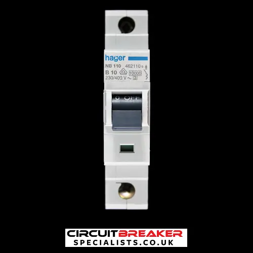 HAGER 10 AMP CURVE B 10kA MCB CIRCUIT BREAKER NB110 462110