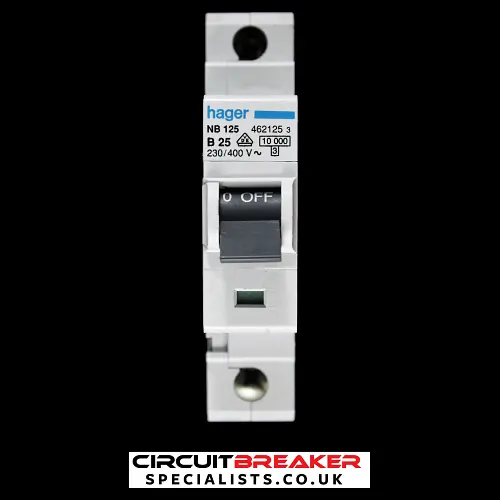 HAGER 25 AMP CURVE B 10kA MCB CIRCUIT BREAKER NB125 462125