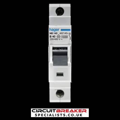 HAGER 40 AMP CURVE B 10kA MCB CIRCUIT BREAKER NB140 462140