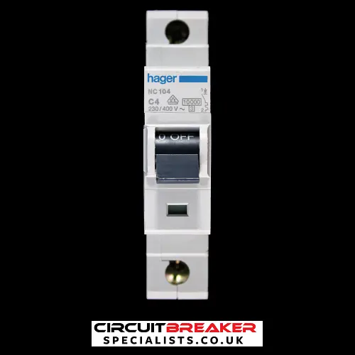 HAGER 4 AMP CURVE C 10kA MCB CIRCUIT BREAKER NC104 463104