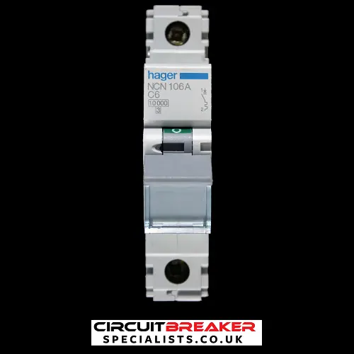 HAGER 6 AMP CURVE C 10kA MCB CIRCUIT BREAKER 461549 NCN106A