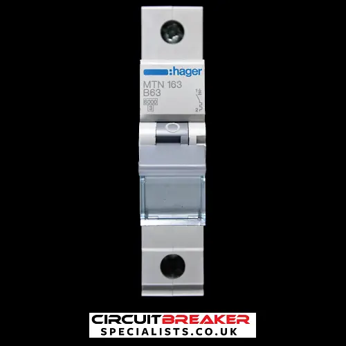 HAGER 63 AMP CURVE B 6kA MCB CIRCUIT BREAKER MTN163 434310