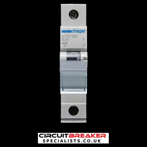 HAGER 25 AMP CURVE B 6kA MCB CIRCUIT BREAKER MTN125 434306