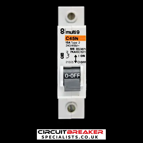 MERLIN GERIN 15 AMP TYPE 2 M6 MCB CIRCUIT BREAKER 21325 C45N