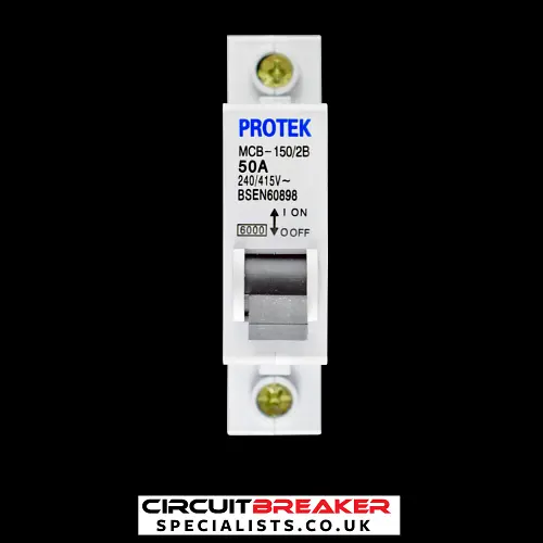 PROTEK 50 AMP CURVE B 6kA MCB CIRCUIT BREAKER MCB-150/2B
