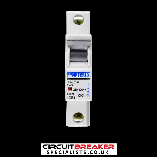 PROTEUS 63 AMP CURVE C 6kA MCB CIRCUIT BREAKER 1063/3W