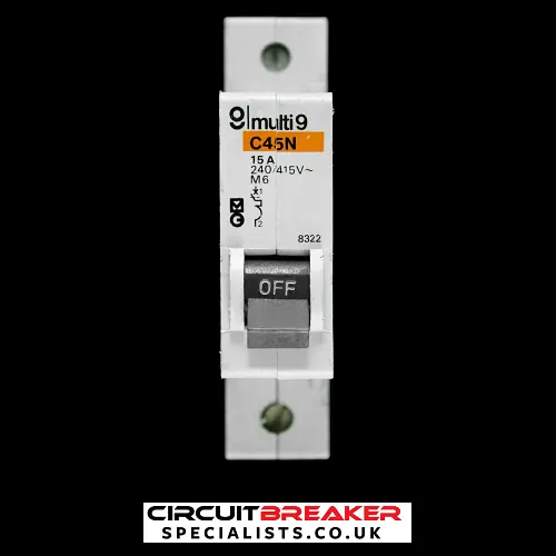 MERLIN GERIN 15 AMP TYPE 2 M6 MCB CIRCUIT BREAKER 8322 C45N