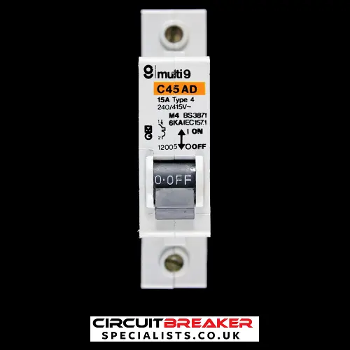 MERLIN GERIN 15 AMP TYPE 4 M4 MCB CIRCUIT BREAKER 12005 C45AD