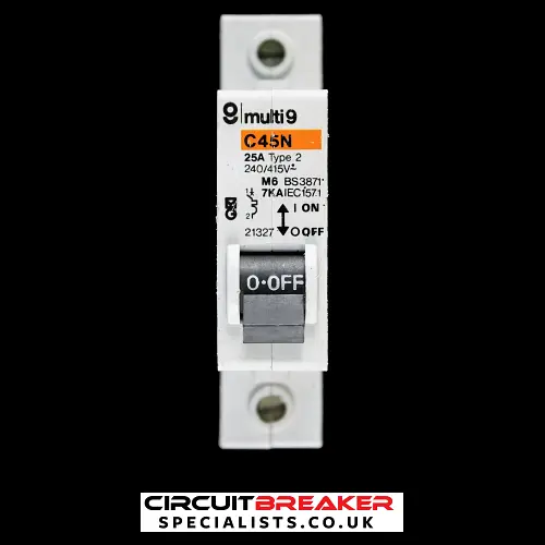 MERLIN GERIN 25 AMP TYPE 2 M6 MCB CIRCUIT BREAKER 21327 C45N